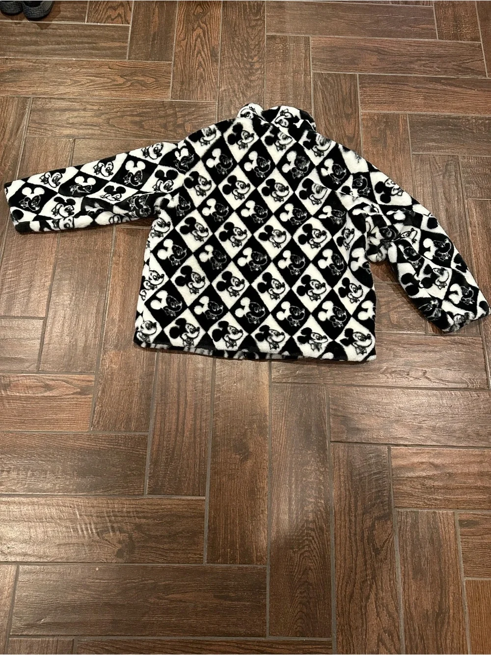 Disney Black and White Mickey Mouse Plush Fleece Coat - Picture 5 of 5